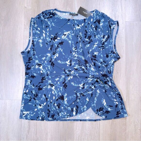 Printed Twist Knot Cap Sleeve Top 0X - Picture 2 of 4